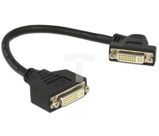 KABEL DVI-D(F)(24+5)-&gt;DVI-D(F)(24+5) 0.25M KĄTOWY PRAWO CZARNY DUAL LINK DO PANELU DELOCK
