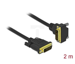 KABEL DVI-D(M)(24+1)-&gt;DVI-D(M)(24+1) 2M KĄTOWY DÓŁ CZARNY DUAL LINK DELOCK