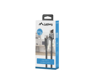 KABEL USB-C(M)-&gt;USB-A(M) 2.0 0.5M CZARNY BOX QC 3.0 LANBERG