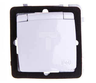 KARO Gniazdo bryzgoszczelne z/u Schuko IP44 z przesłonami klapka biała GPH-1SSP/m/00/w KARO Gniazdo bryzgoszczelne z/u Schuko IP44 z przesłonami klapka biała GPH-1SSP/m/00/w