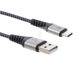 Kabel USB-C ™ do USB-A tekstylny z wtyczkami metalowymi 1 m 49296
