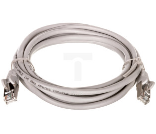 Kabel krosowy patchcord F/UTP kat.5e CCA szary 3m 50129