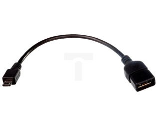 Kabel połączeniowy USB 2.0 OTG Typ microUSB B/USB A, M/Ż czarny 0,2m AK-300309-002-S