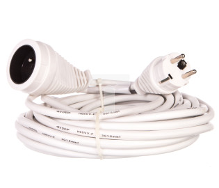Kabel przedłużajacy (przedłużacz) 10m biały 1x230V H05VV-F3G1,5 1168464
