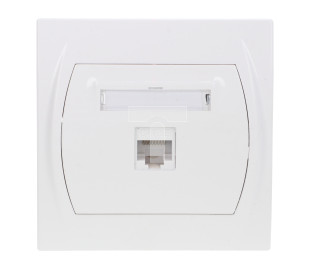 LOGO Gniazdo komputerowe pojedyncze 1xRJ45, kat. 5e, 8-stykowy biały LGK-1
