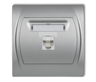 LOGO Gniazdo komputerowe pojedyncze 1xRJ45, kat. 5e, 8-stykowy srebrny metalik 7LGK-1