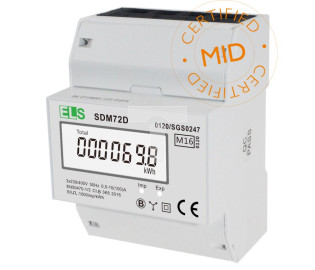 Licznik energii elektrycznej LCD 3-fazowy 100A 3x230/400V SDM72D MID