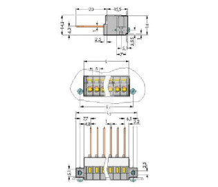 Listwa zaciskowa przepustowa 11-biegunowa szara raster 5mm 731-141/048-000 /10szt./