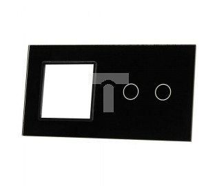 Livolo CZARNY PANEL SZKLANY 2 + MIEJSCE NA GNIAZDO 702G-62