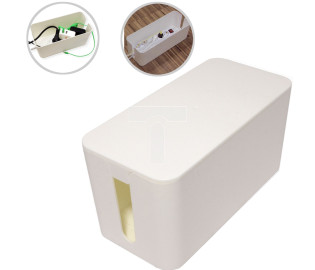 Mały organizer pojemnik na kable, listwy, ładowarki 235 x 115 x 120 mm CABLE BOX biały