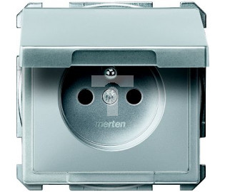 Merten System D Gniazdo pojedyncze z/u i klapką z przesłonami aluminiowy MTN2610-4060