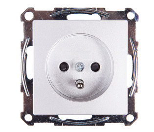 Merten System M Gniazdo pojedyncze z/u 16A IP20 z przesłonami aluminium MTN2600-0460