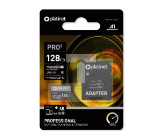 MicroSDxc secure digital + adapter sd 128gb class10 uiii a1 90mb/s 42910 PMMSDX128UIII