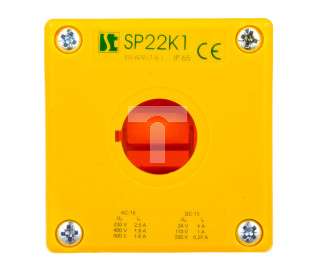Obudowa kasety 1-otworowa 22mm żółta IP65 SP22-K1-00z