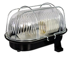 Oprawa kanałowa OWAL 60W E27 z siatką metalową IP44 czarna D.3166C