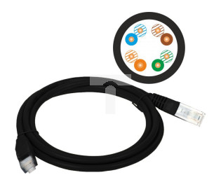 Patch-cord U/UTP kat.5e PVC 0.5m czarny KKU5CZA0.5