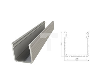 Profil ALU nawierzchniowy 16mm, Anodowany srebrny, dł 2020mm, max szer tasmy 12mm