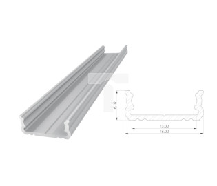 Profil ALU nawierzchniowy 6,1mm, surowe aluminium, dł. 3000mm, max. szer. taśmy 12mm