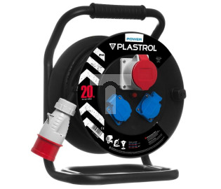 Przedłużacz bębnowy CEE 1x16A/5P + 2-gniazda z/u 20m /H07RN-F 5x1,5/ IP44