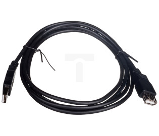 Przedłużacz czarny USB A /M - USB A /Ż s/USB 2.0 AK-300202-018-S 1.8m
