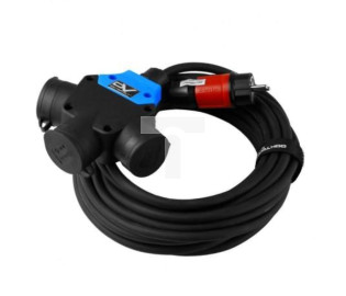 Przedłużacz trójdrożny 10m IP44 230V/16A kabel 3x1,5 gniazdo trójdrożne Schuko Doktorvolt 2145