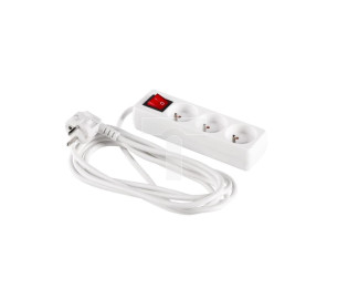Przedłużacz z wyłącznikiem 3-gniazda z/u 3m /H05VV-F 3G1/ biały PM-ZW-3G-30