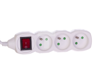 Przedłużacz z wyłącznikiem 3-gniazda z/u 5m /H05VV-F 3G1/ biały P1315