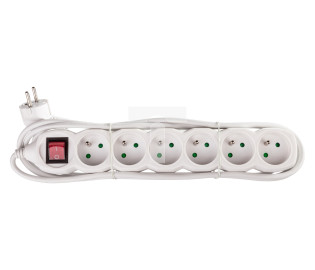 Przedłużacz z wyłącznikiem 6-gniazd z/u 3m /H05VV-F 3G1/ biały P1613