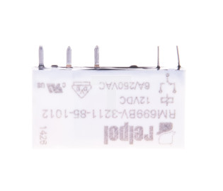 Przekaźnik miniaturowy 1P 6A 12V DC wersja pionowa 2613704 PCB AgSnO2/Au RM699BV-3211-85-1012