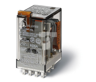 Przekaźnik miniaturowy 4P 7A 24V DC, przycisk testujący, LED, mechaniczny wskaźnik zadziałania 55.34.9.024.0074