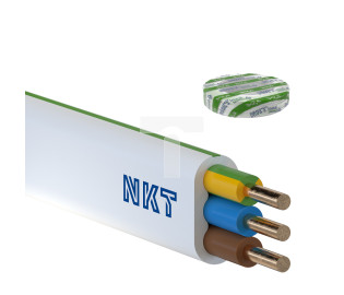 Przewód NKT instal PLUS YDYp 3x2,5 żo biały 450/750 /120m/
