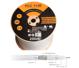 Przewód koncentryczny SAT 1,13/4,7 LIBOX reakcja na ogień Eca PCC113B /200m/