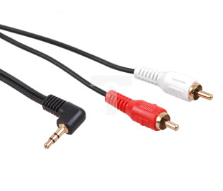 Przewód mini jack 3,5mm kątowy 2RCA 3m czarny MCTV-825 MCTV-825