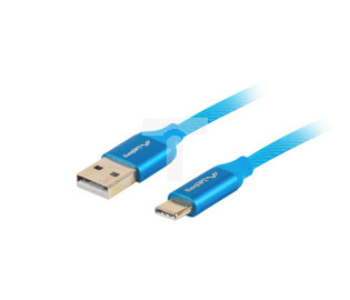 Przewód połączeniowy USB 2.0 HighSpeed USB-C - USB-A 1,8m niebieski PREMIUM QC 3.0