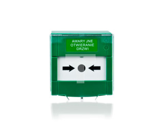 Przycisk awaryjnego wyjścia, zielony, podwójny, klapka zabezpieczająca APWK-DP