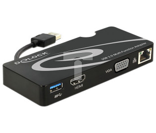 REPLIKATOR PORTÓW USB 3.0-&gt;HDMI, VGA, LAN, USB 3.0 CZARNY DELOCK