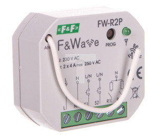 Radiowy podwójny przekaźnik bistabilny - montaż p/t 85-265V AC/DC F&amp;Wave FW-R2P