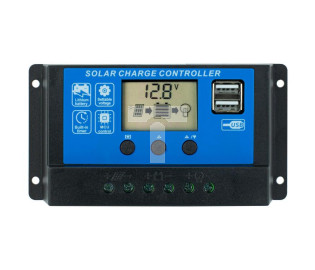 Regulator solarny Kontroler ładowania PWM 10A 12V/24V LCD 2xUSB VOLT