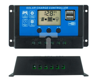 Regulator solarny Kontroler ładowania PWM 40A 12V/24V LCD 2xUSB VOLT