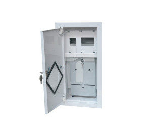 Rozdzielnia podtynkowa metalowa 1 X TL 1F na licznik elektroniczny + 6 zabezpieczeń zamek okienko RAL 9003A-RW6E