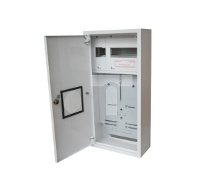 Rozdzielnica licznikowa metalowa na licznik elektroniczny 1 X TL 3F + 11 zabezpieczeń zamek okienko RAL 9003A-RZ12E