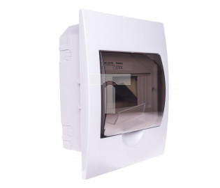Rozdzielnica modułowa 1x6 podtynkowa IP40 IK06 N+PE II klasa drzwi transparentne szare DB106F 1X6P/FMD biała 3841