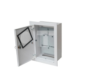 Rozdzielnica podtynkowa metalowa 1x1F na licznik elektroniczny zamek okienko RAL 9003 A-RW18E