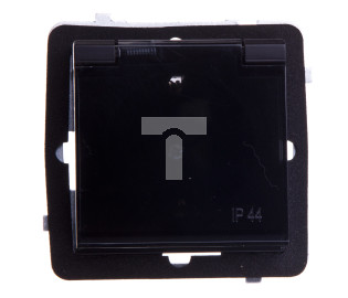 SONATA Gniazdo bryzgoszczelne z/u Schuko IP44 klapka przezroczysta czarny metalik GPH-1RS/m/33/d