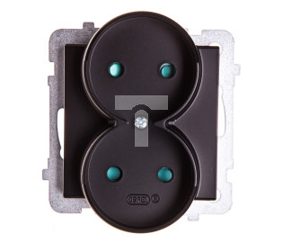 SONATA Gniazdo podwójne b/u z przesłonami czarny metalik GP-2RRP/m/33