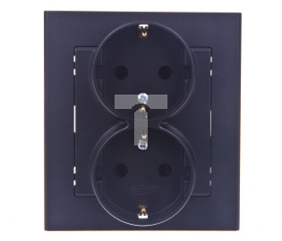 SONATA Gniazdo podwójne z/u Schuko czarny metalik GP-2RS/33