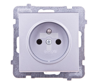 SONATA Gniazdo pojedyncze z/u srebro mat GP-1RZ/m/38