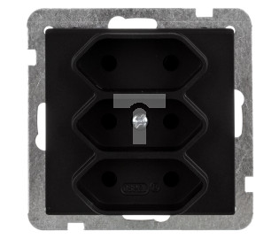 SONATA Gniazdo potrójne b/u 2,5A EURO czarny metalik GP-3R/m/33