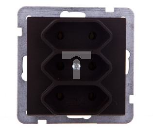 SONATA Gniazdo potrójne b/u 2,5A EURO czekoladowy metalik GP-3R/m/40