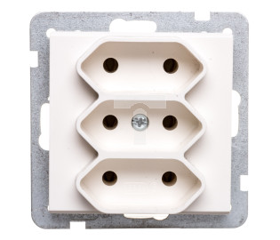 SONATA Gniazdo potrójne b/u 2,5A EURO ecru GP-3R/m/27